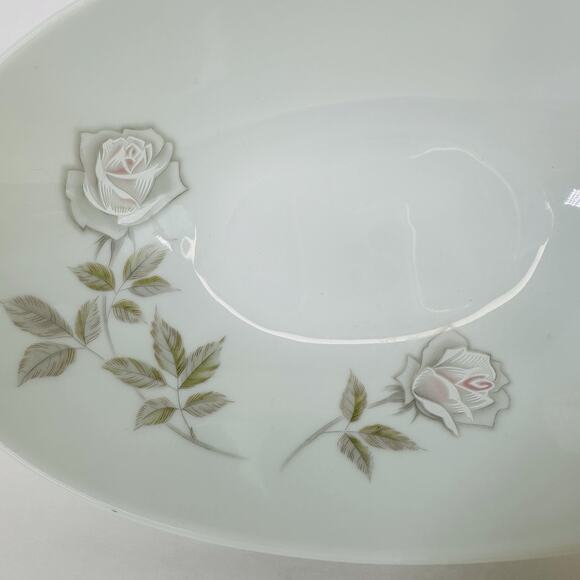 Noritake Edenrose 10" Oval Vegetable Bowl Gray/Pink/White Roses VTG - Picture 6 of 16